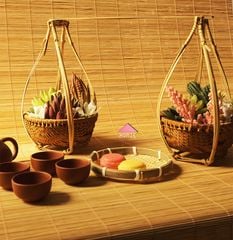 Quang gánh thúng nâu phụ kiện trang trí sang trọng
