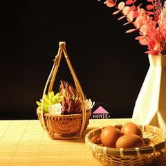 Quang gánh thúng nâu phụ kiện trang trí sang trọng