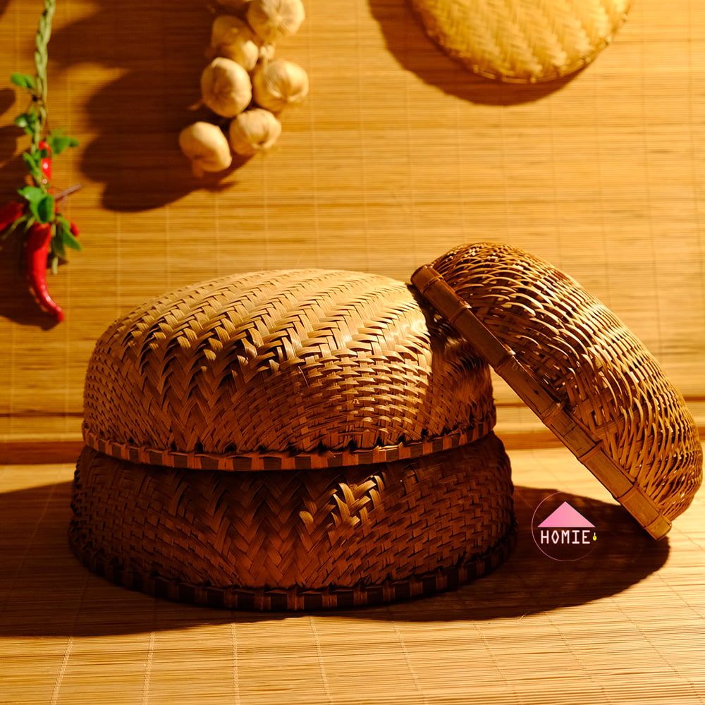 [Size lớn] Thúng tre đan dày trang trí đựng trái cây, gạo đồ dùng nhà bếp đa năng