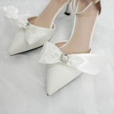  Giày cưới Kiyoko đính nơ satin đá - quai 7cm 