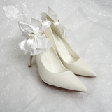  Giày cưới Kiyoko đính nơ sau gót cao 9cm 