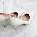  Giày cưới Kiyoko đính hoa tuyết anh cao 9cm 