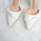  Giày cưới Kiyoko đính hoa tuyết anh 7cm có quai 