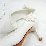  Giày cưới Kiyoko hở eo 7cm viền baby và hoa ngọc lan 
