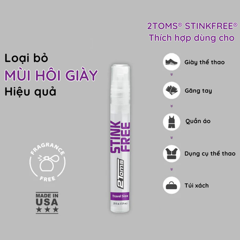  2Toms StinkFree Chai Du Lịch - Xịt Khử Mùi Hôi Giày & Phụ Kiện 