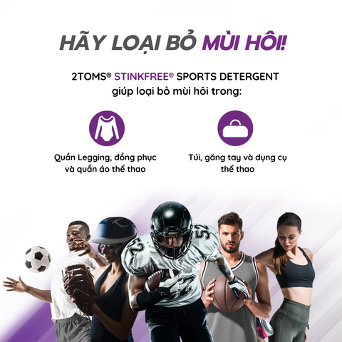  2Toms Stinkfree Spots Detergent gói 29.5ml - Nước giặt Loại Bỏ Vết Bẩn Và Khử Mùi Quần Áo Thể Thao 