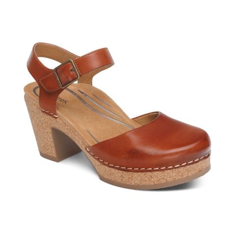  Giày sandal cao gót sức khỏe nữ Aetrex Finley Cognac 