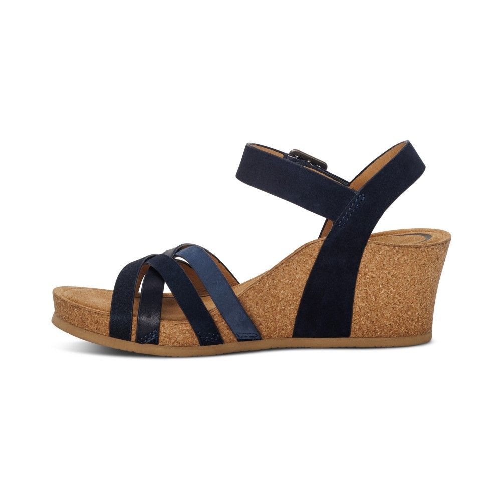  Giày Sandal cao gót sức khoẻ nữ Aetrex Noelle Navy 