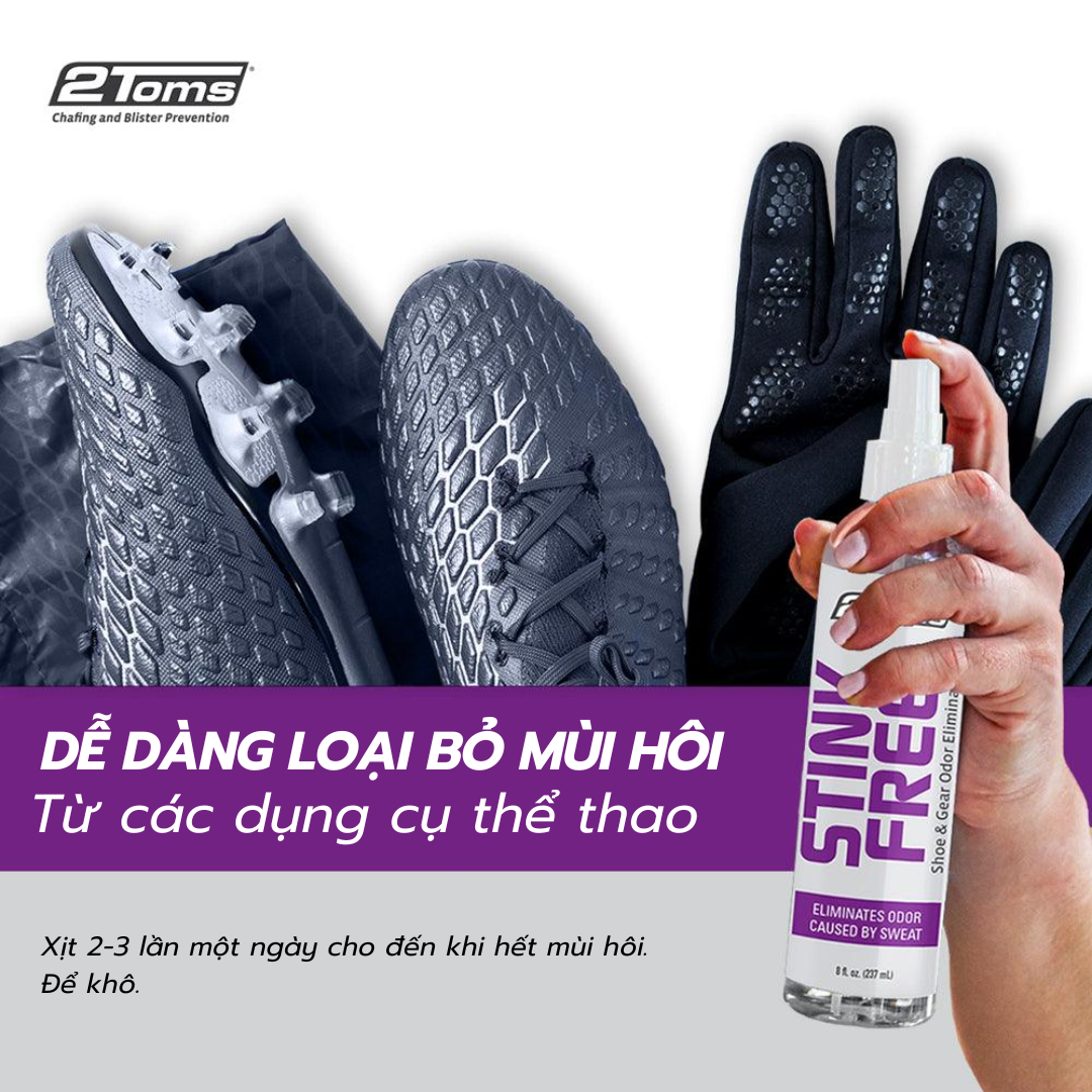  2Toms StinkFree Chai 237ml- Xịt Khử Mùi Hôi Giày & Phụ Kiện 