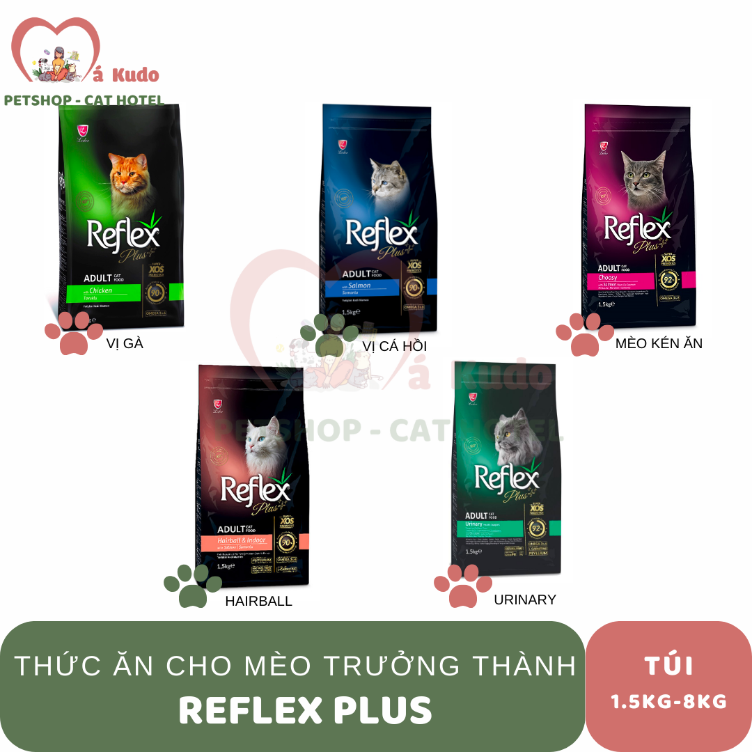  Hạt Reflex Plus Hairball - Mèo lớn vị cá hồi 1.5kg 