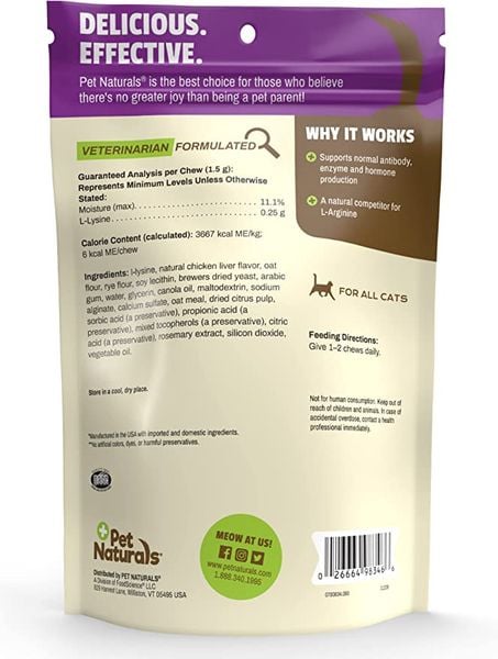  Viên nhai bổ sung L-Lysine cho mèo Pet Natural 