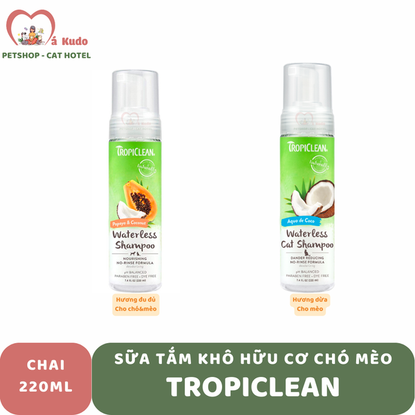  Sữa tắm khô Hữu Cơ Chó Mèo Tropiclean ( Organic Waterless Shampoo ) 