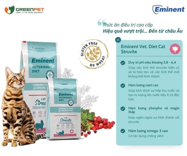  Thức ăn cho mèo Eminent - hỗ trợ điều trị sỏi Struvite cho mèo 