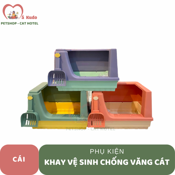  Khay vệ sinh chống văng cát cho mèo #IKIU kèm xẻng size lớn!!! 