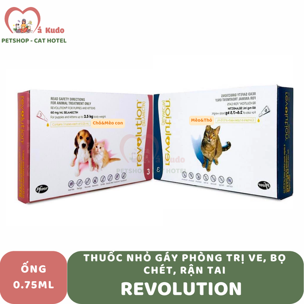  Thuốc nhỏ gáy REVOLUTION phòng trị ve, bọ chét, rận tai 