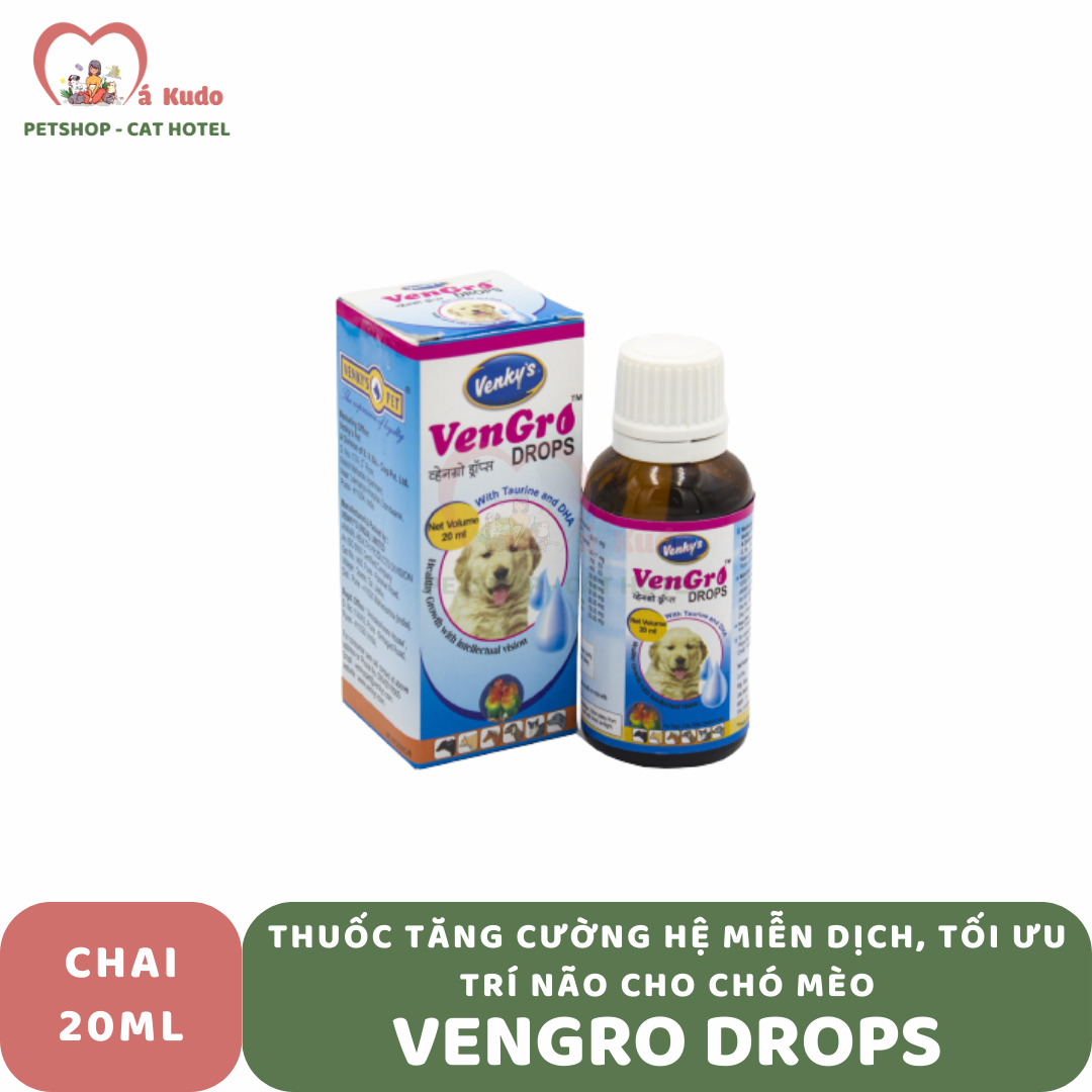  Thuốc tăng cường hệ miễn dịch, tối ưu trí não dạng nước cho chó mèo Vengro Drops 