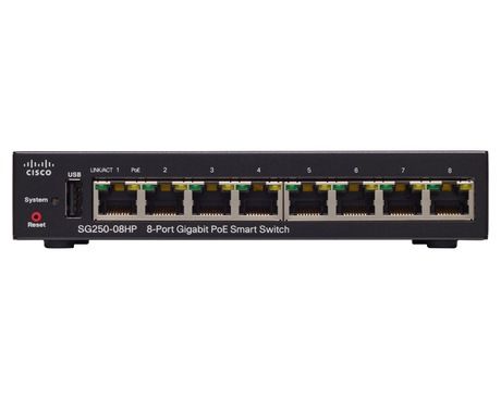 Cisco SG250-08HP 8-Port Gigabit PoE Smart Switch ( SG250-08HP-K9-EU ) 