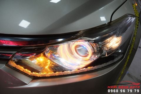  Độ Đèn Bi LED WOLF Light, LED Mí Hạt Và Vòng Angel Eyes Cho TOYOTA VIOS 