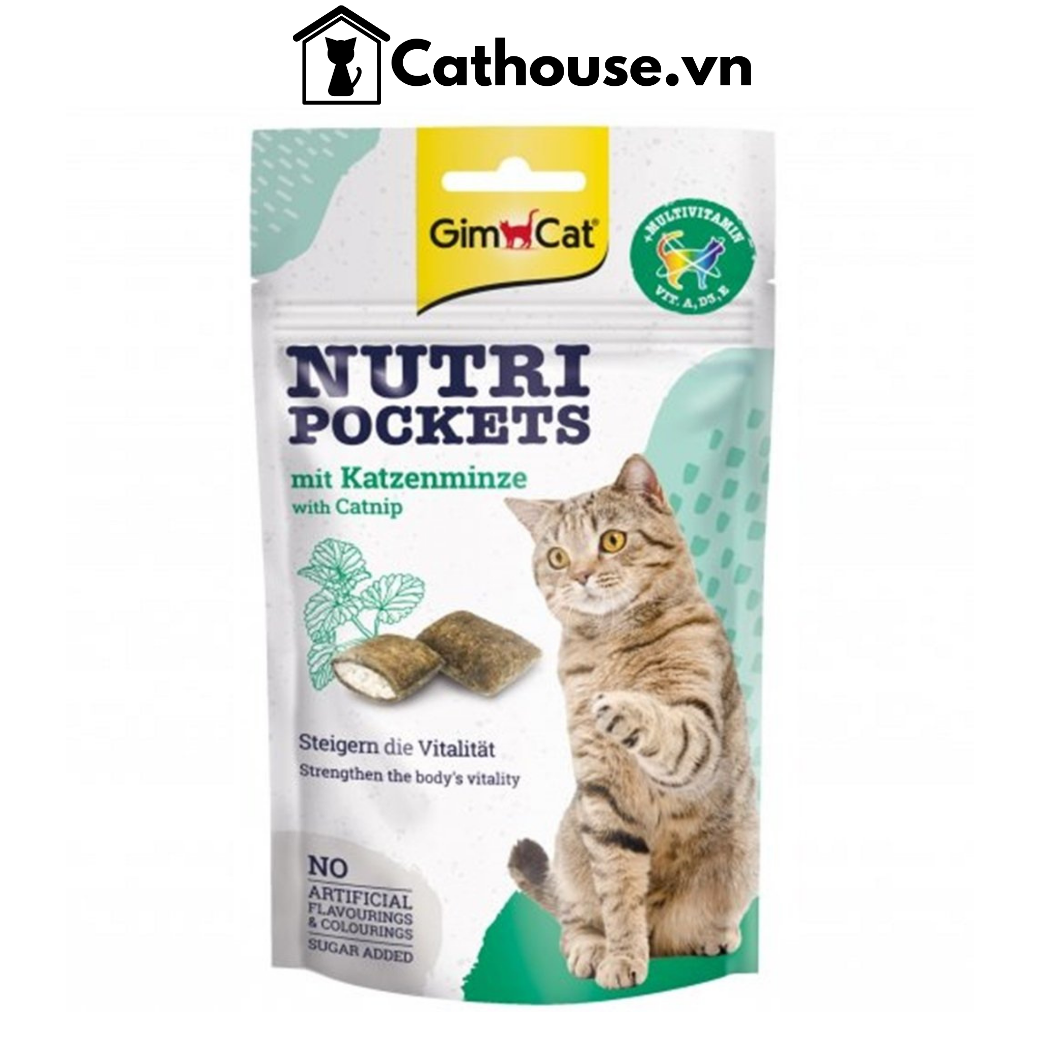  Snack Bánh Quy Giòn Vị Cỏ Mèo Bổ Sung 12 Vitamin Thiết Yếu - GimCat Nutri Pockets Catnip & Multi-Vitamin 