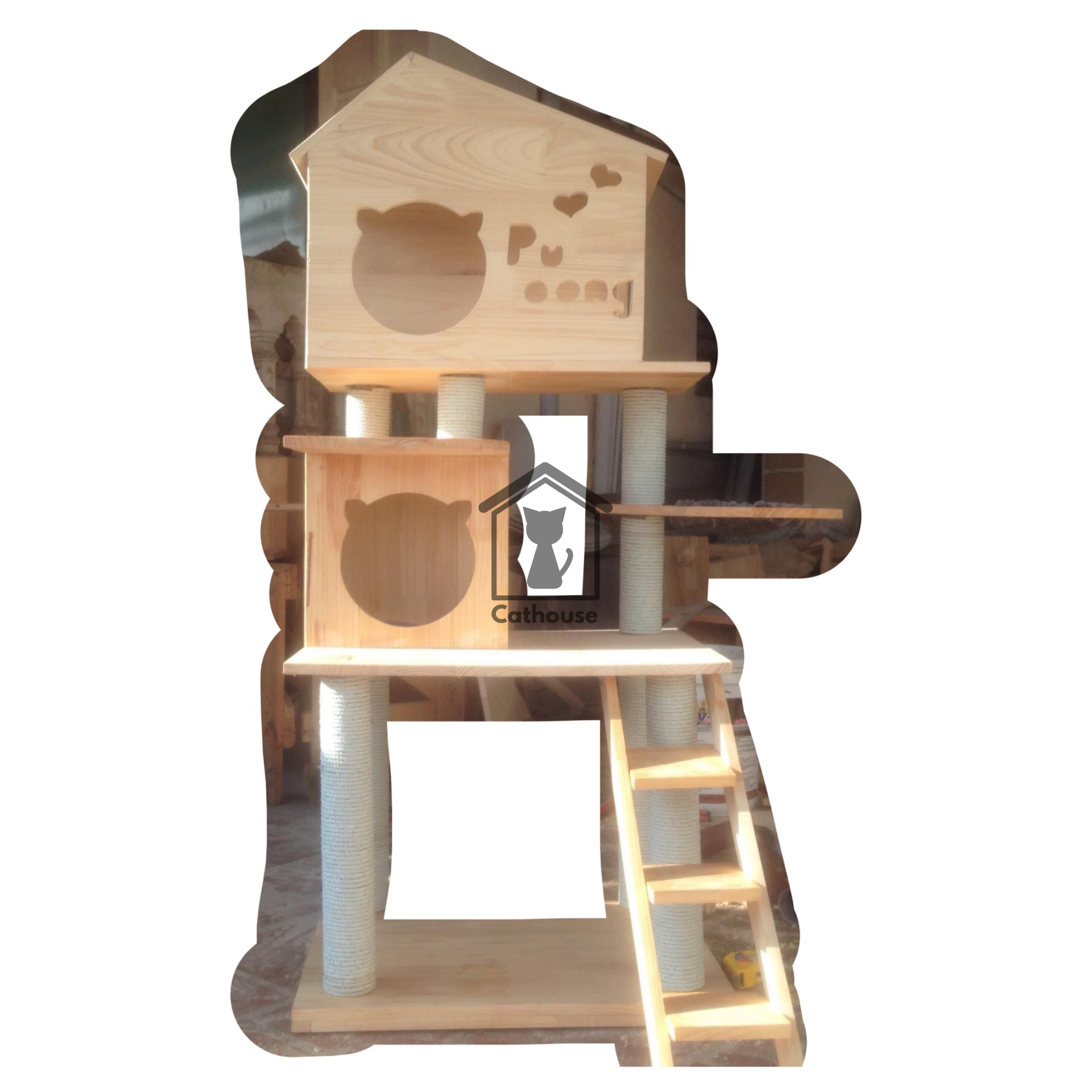  Cat Tree Nhà Cây Cho Mèo Mẫu Nhỏ 2 Tầng 