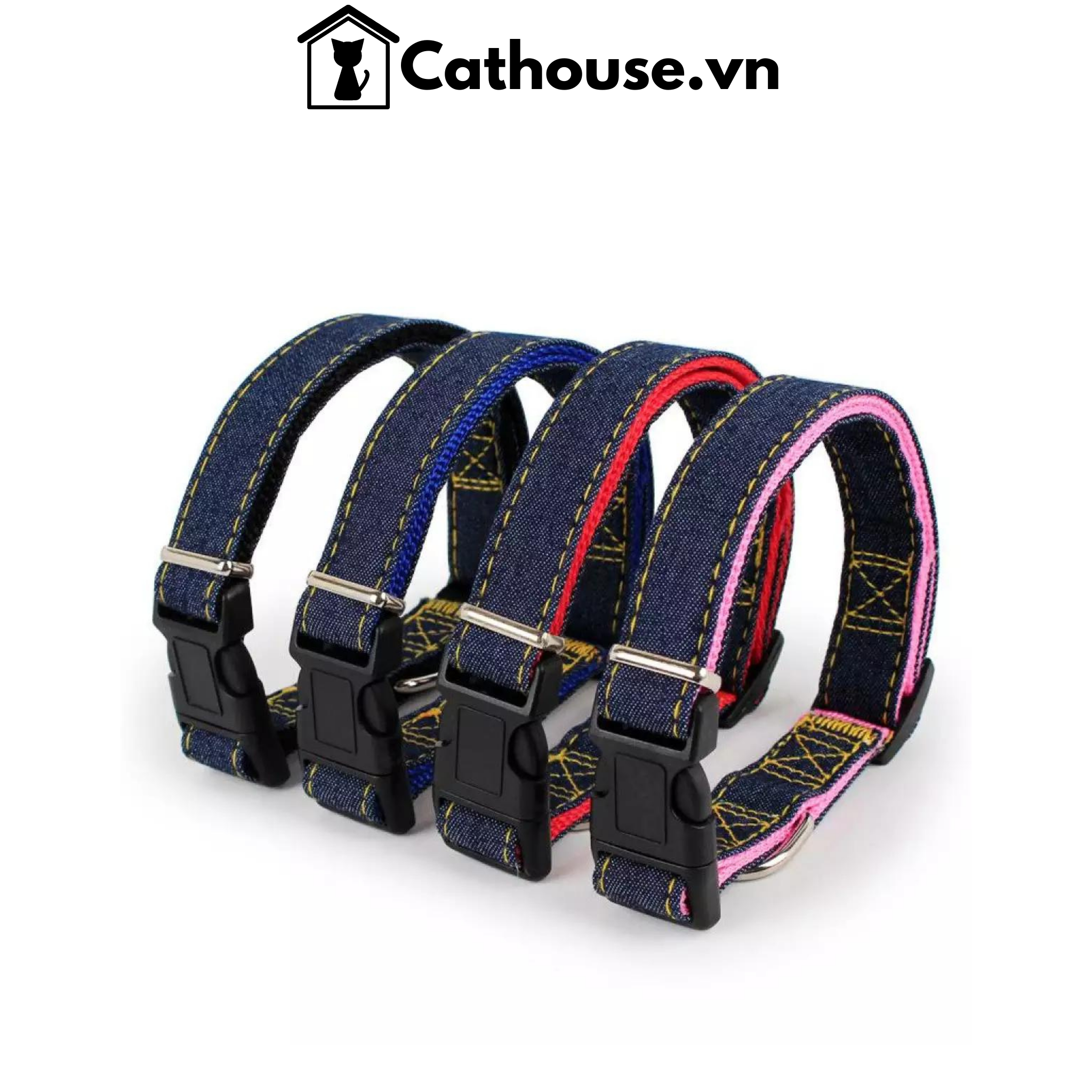  Vòng Cổ Vải Jeans Cho Chó 2cm 