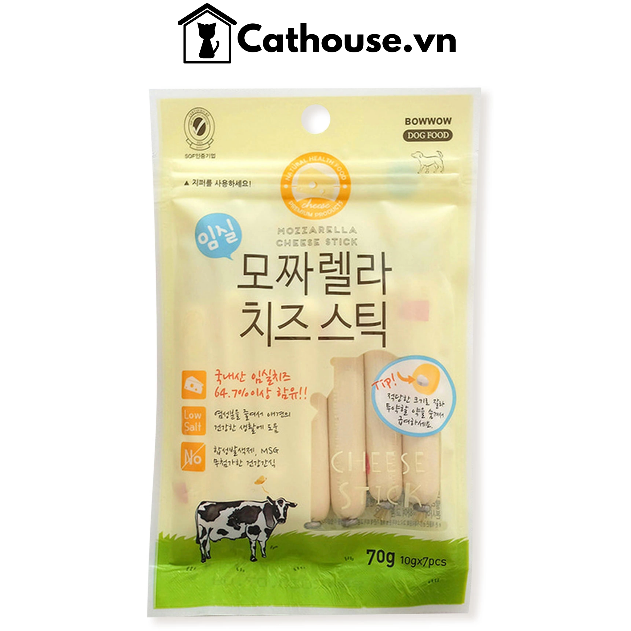  Xúc Xích Phô Mai Mozzarella Cho Chó Bowwow 70G 