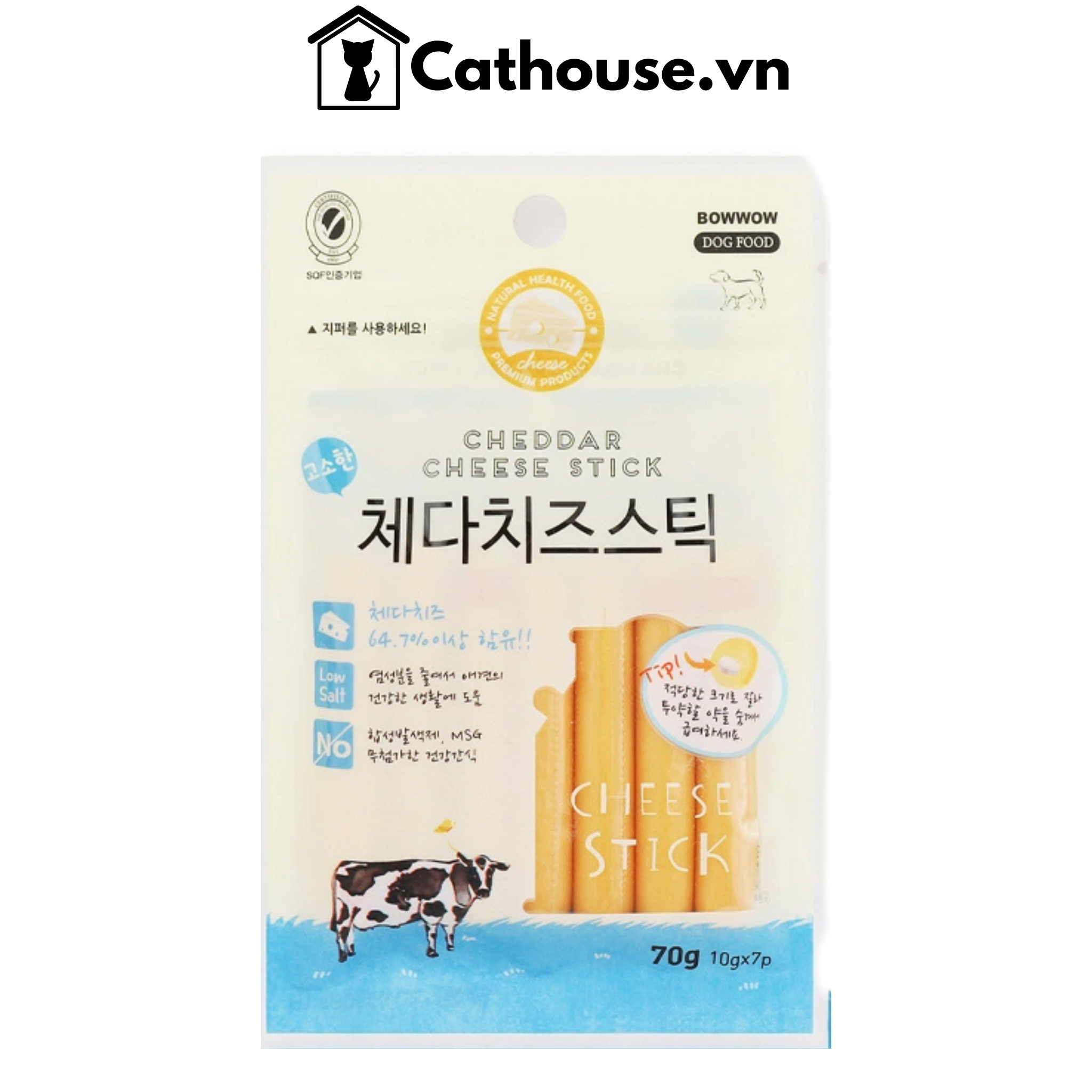  Xúc Xích Phô Mai Cheddar Cho Chó Bowwow 70G 