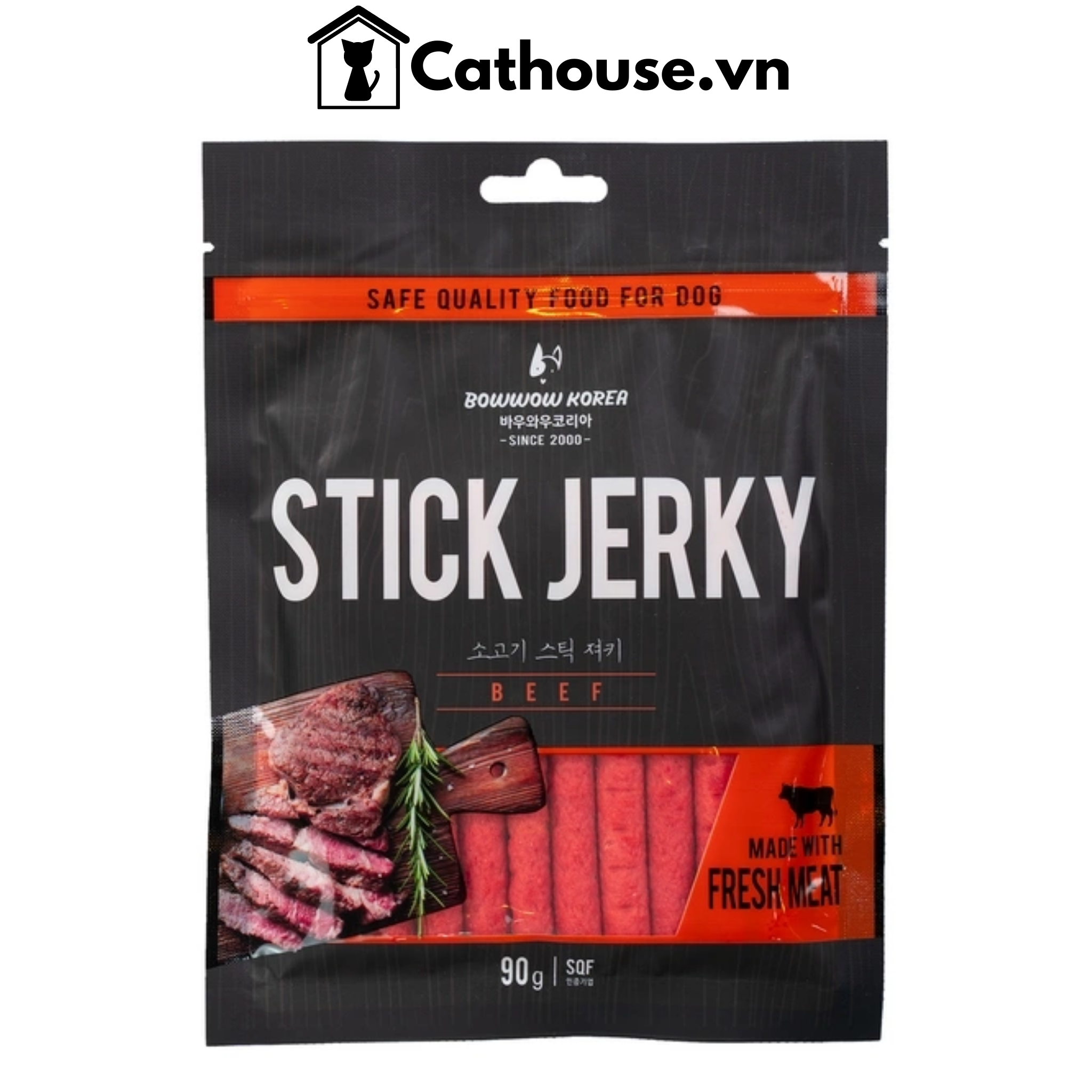  Snack Thịt Bò Que Cho Chó Bowwow Stick Jerky 90G 