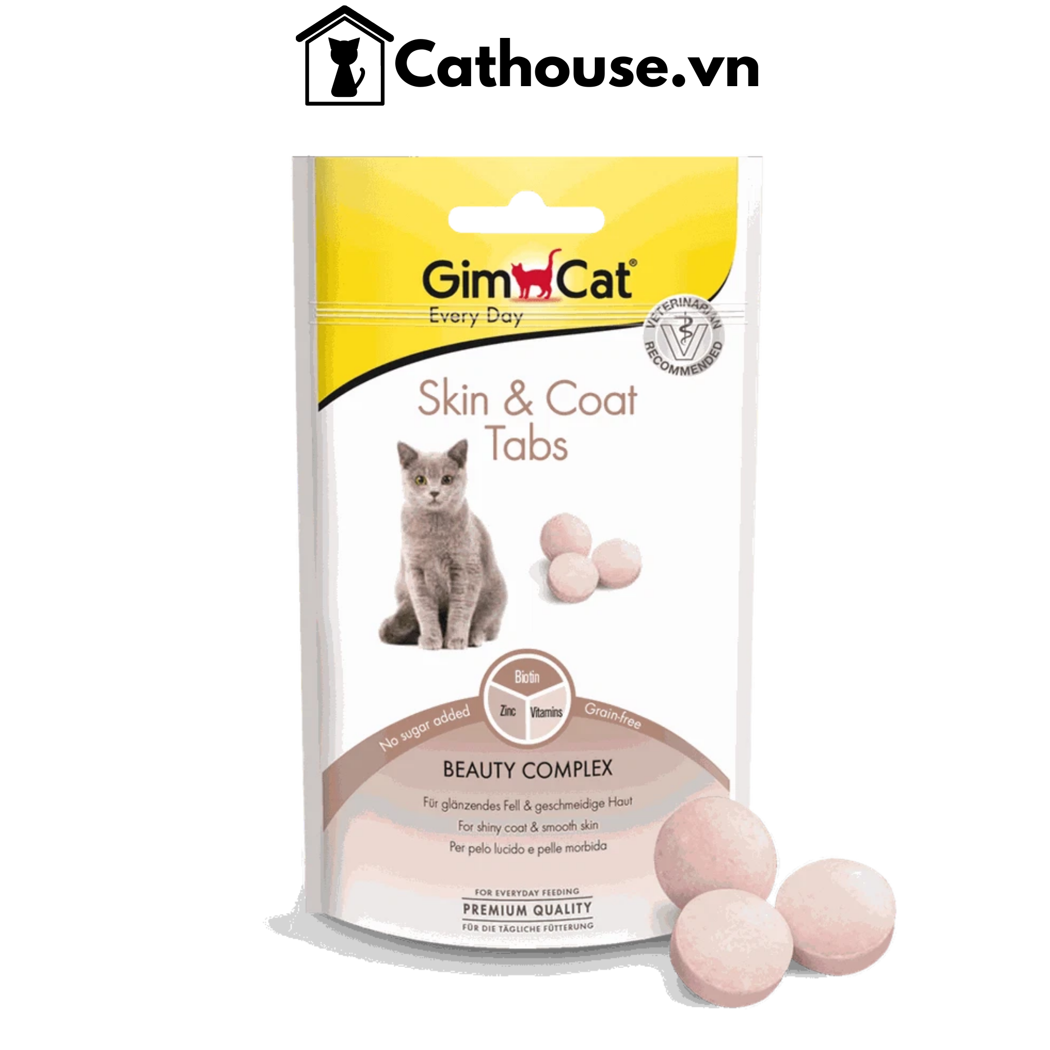  GimCat Skin & Coat Tabs 40G - Snack Bánh Thưởng Giúp Lông Bóng Mượt & Móng Chắc Khoẻ 