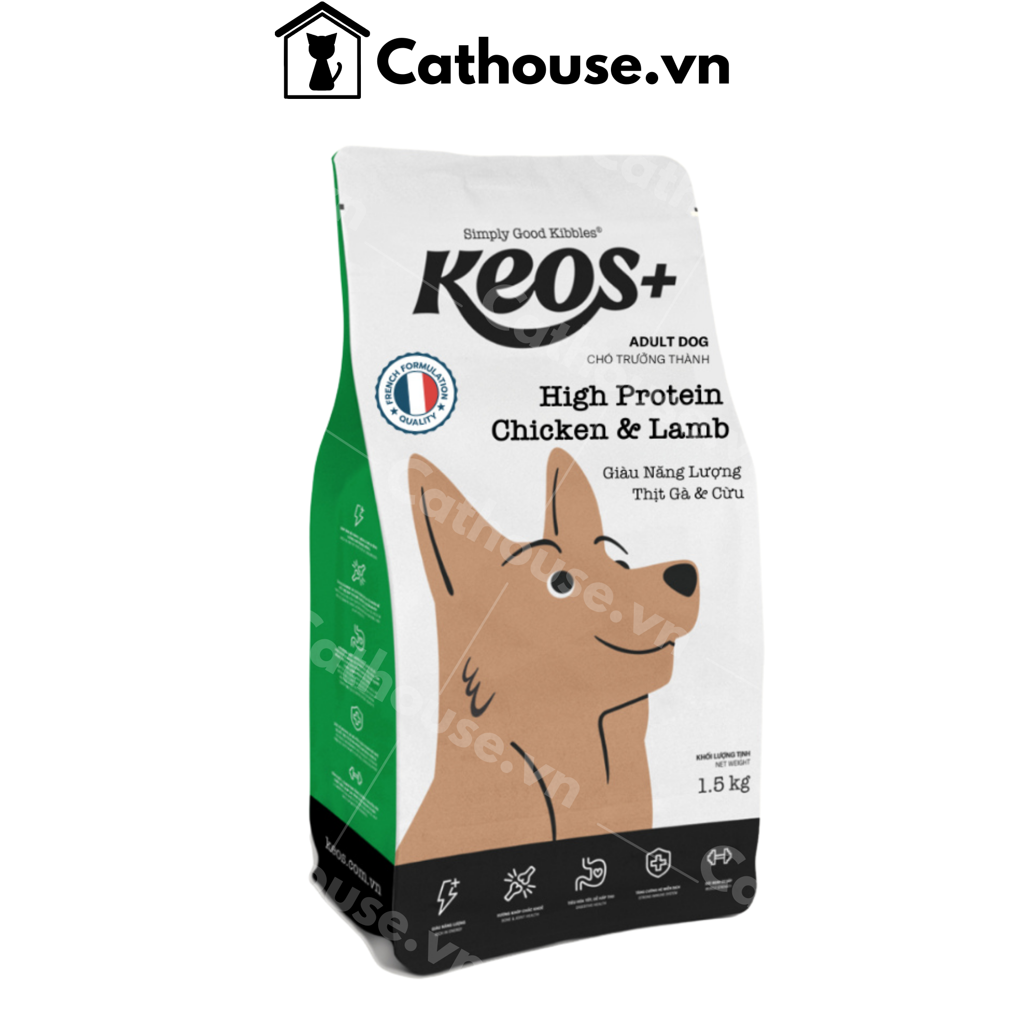  Hạt Keos+ Chó Bổ Sung Năng Lượng, Vị Thịt Gà & Cừu 