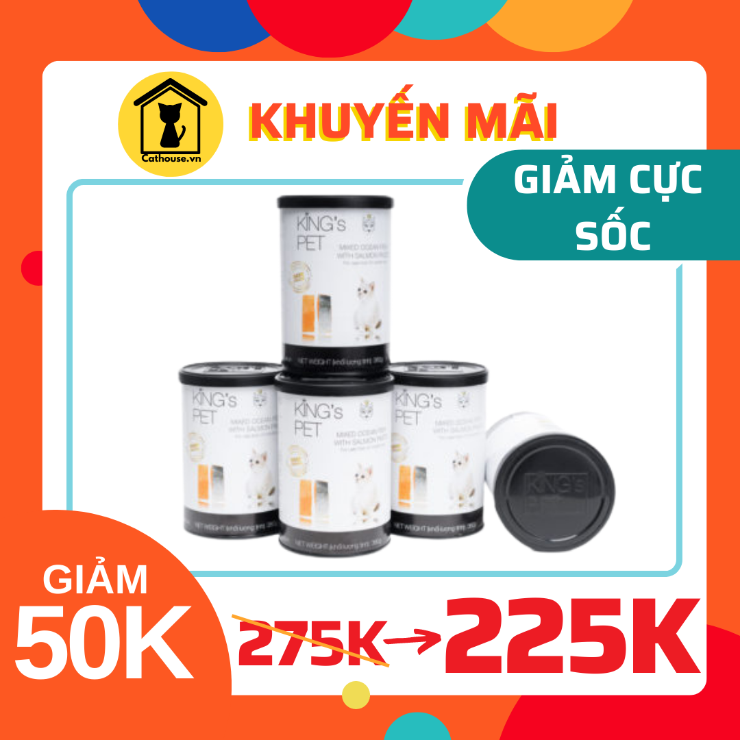  [ GIẢM 50K ] COMBO Mua 5 Lon Pate King's Pet 380G 