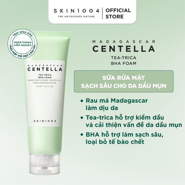 Sửa rửa mặt sạch sâu SKIN1004 MADAGASCAR CENTELLA TEA -TRICA BHA FOAM 125ml 