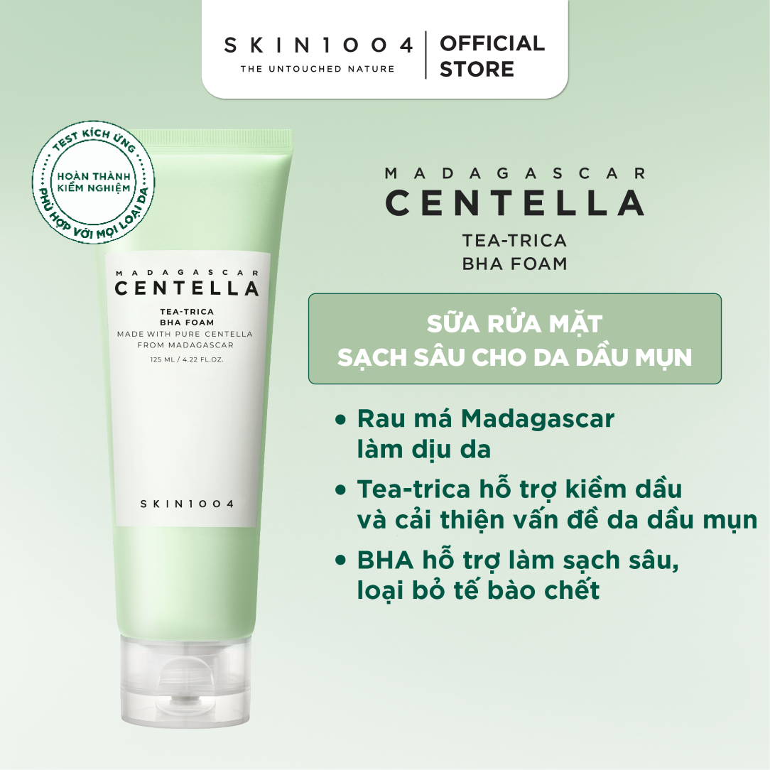  Sửa rửa mặt sạch sâu SKIN1004 MADAGASCAR CENTELLA TEA -TRICA BHA FOAM 125ml 