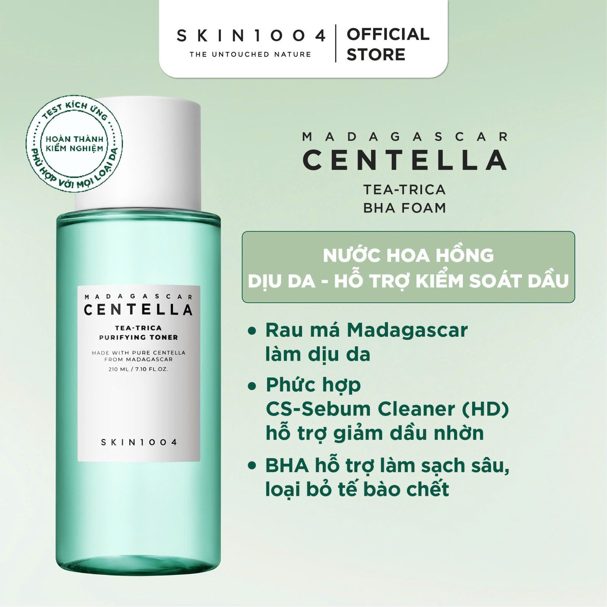 SKIN1004 Nước hoa hồng MADAGASCAR CENTELLA TEA-TRICA PURIFYING TONER 210ml 