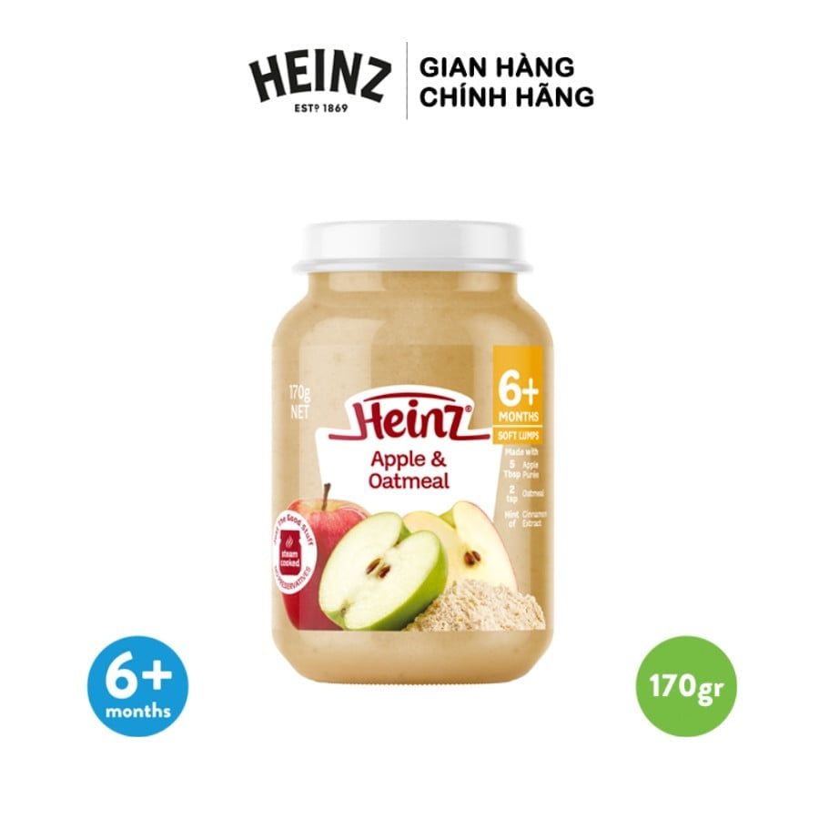  [Mua 1 Tặng 1] Lọ Táo Và Yến Mạch Nghiền HEINZ 170g (Date: T7/2022) (Bé 6 Tháng Tuổi) 