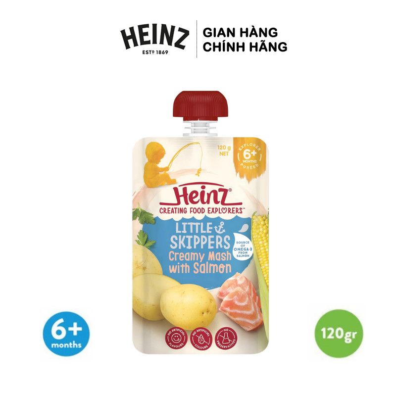  Túi Dinh Dưỡng Khoai Tây Kem và Cá Hồi HEINZ 120g  (Bé 6 Tháng Tuổi) 