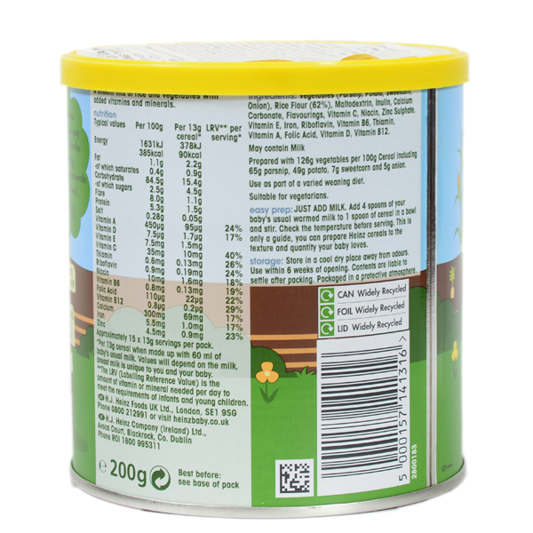  Bột Ăn Dặm Vị Gạo Và Rau Củ Xay Nhuyễn HEINZ 200g - Dành cho bé từ 6+ DATE 04/2024 