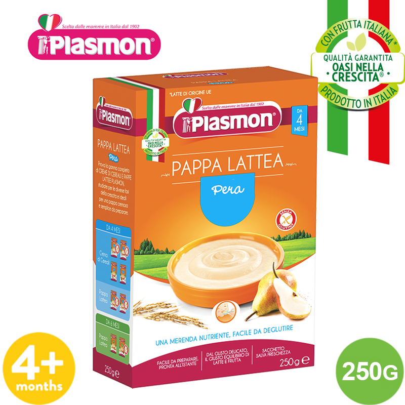  (MUA 1 TẶNG 1)Bột Ăn Dặm Vị  Bột Gạo, Sữa và Lê Nghiền Plasmon 250g (Date T03/2023) (Bé 4 Tháng Tuổi) 