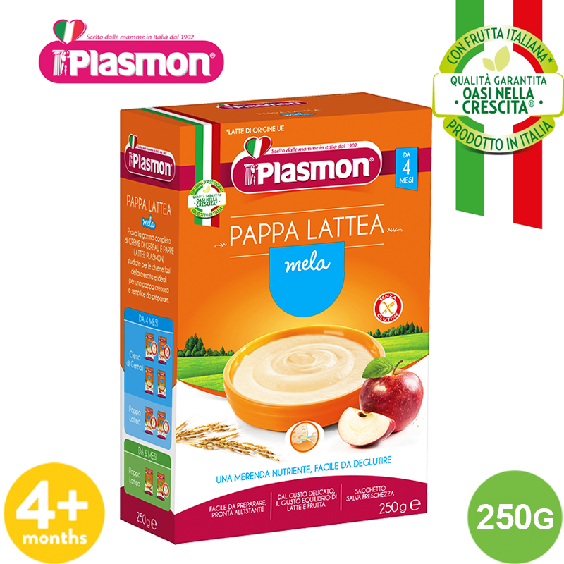  Bột Ăn Dặm Vị  Bột Gạo, Sữa và Táo Nghiền Plasmon 250g (Date 03/2023) (Bé 4 Tháng Tuổi) +  Tặng 1 Bánh Gặm Cho Bé Giai Đoạn Mọc Răng 