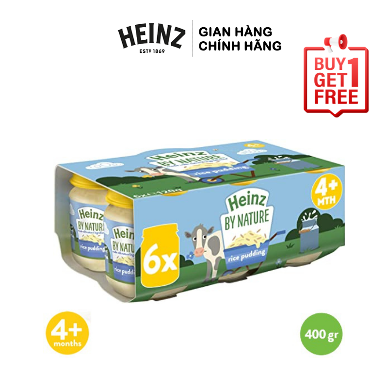  [Mua 1 Tặng 1] Lốc Hỗn Hợp Nghiền Pudding Gạo HEINZ (Date: 31/05/22) (Bé 4 Tháng Tuổi) 