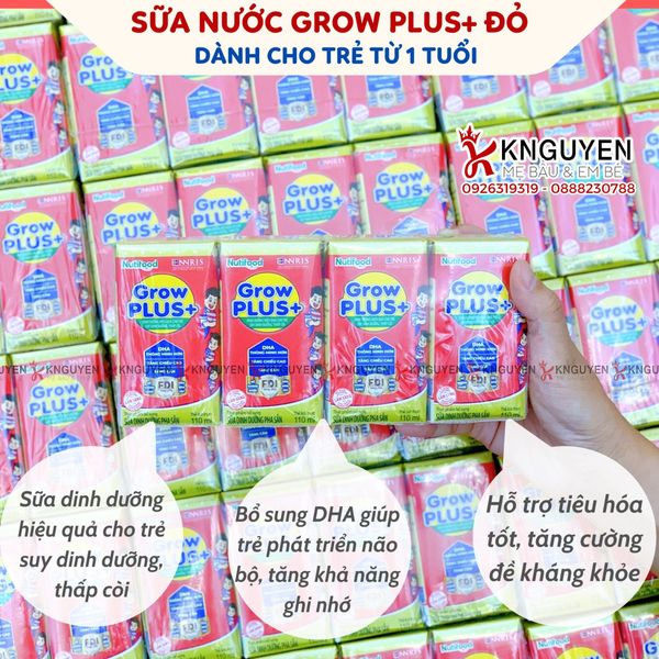  Sữa Dinh Dưỡng Nutifood GrowPlus + Đỏ hộp 110ml 