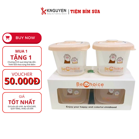  Set 2 hộp trữ đông thức ăn dặm nhiều họa tiết Be Choice 