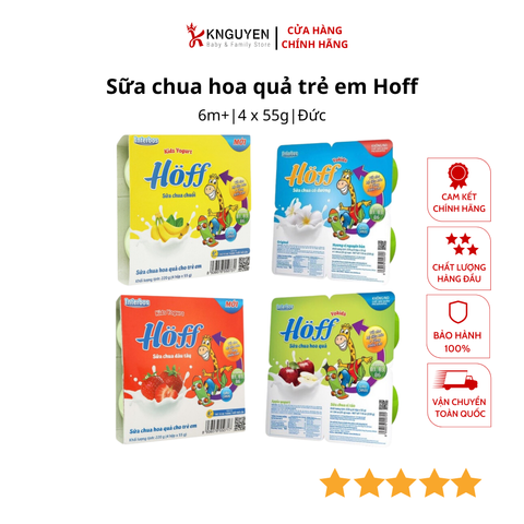  Sữa chua hoa quả trẻ em Hoff Đức 6m+ (4 hộp x 55g) 