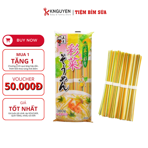  Mì Somen Rau Củ Ngũ Sắc (6m+) 360g Nhật 