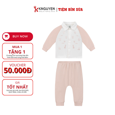  Bộ dài tay cúc giữa La Pomme cổ đức phối màu 