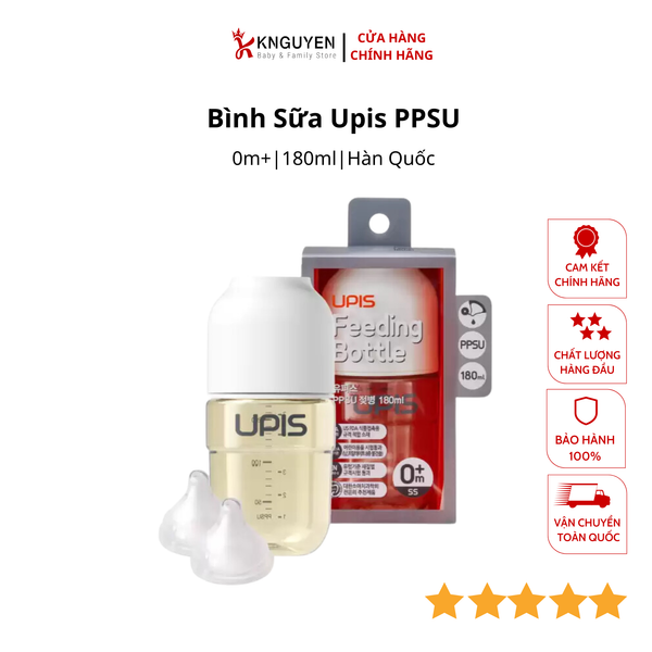  Bình sữa Upis PPSU 180ml – núm 0M+ 