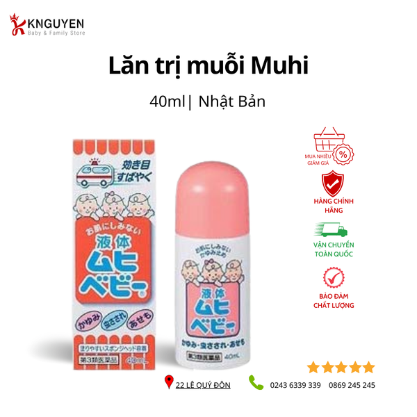  Lăn trị muỗi Muhi 3m+ 40ml 