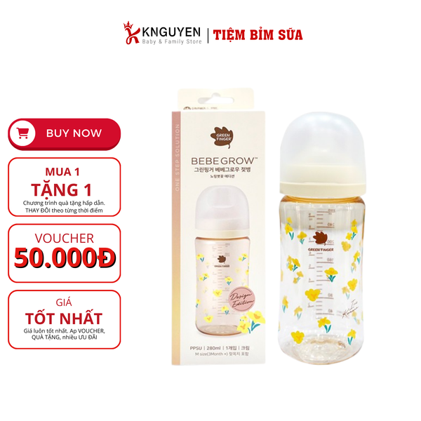  Bình sữa Green Finger BebeGrow nội địa Hàn CHÍNH HÃNG (Kèm Núm) 
