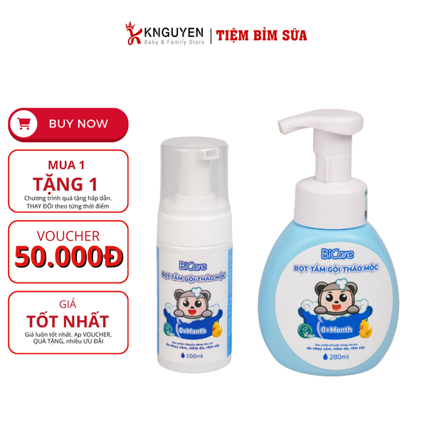  Bọt Tắm Gội Thảo Mộc Bicare 100ml 