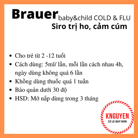 Cảm cúm - Brauer Cold & Flu 100ml 